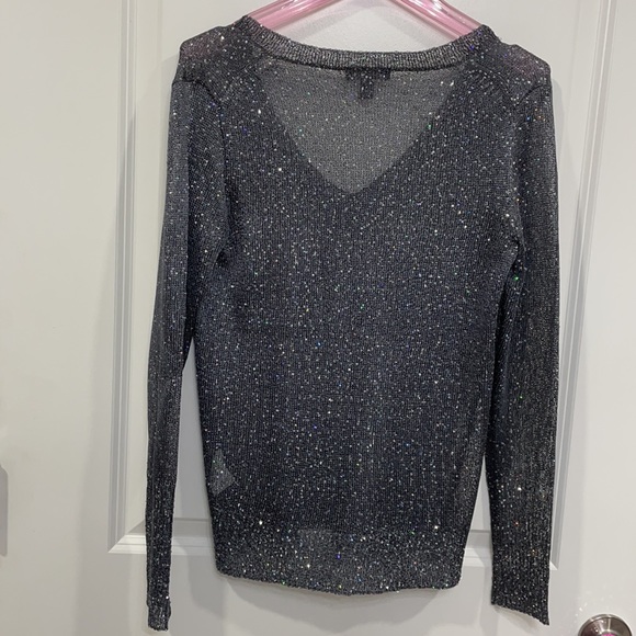 J. Crew Charcoal gray with iridescent sequins v-neck - Picture 3 of 8